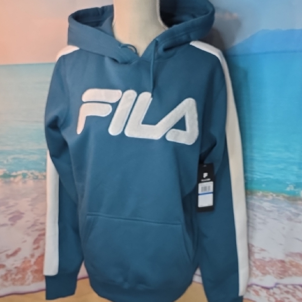 Fila Womans Teal and White Hoodie Numerous Sizes